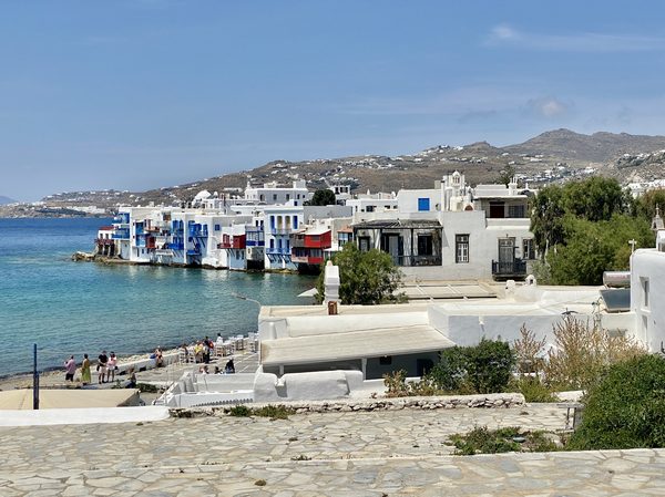 The colourful waterfront buildings of Little Venice, Mykonos